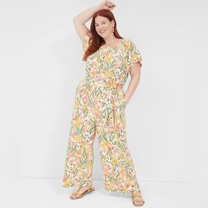 Lane Bryant yellow wide leg jumpsuit